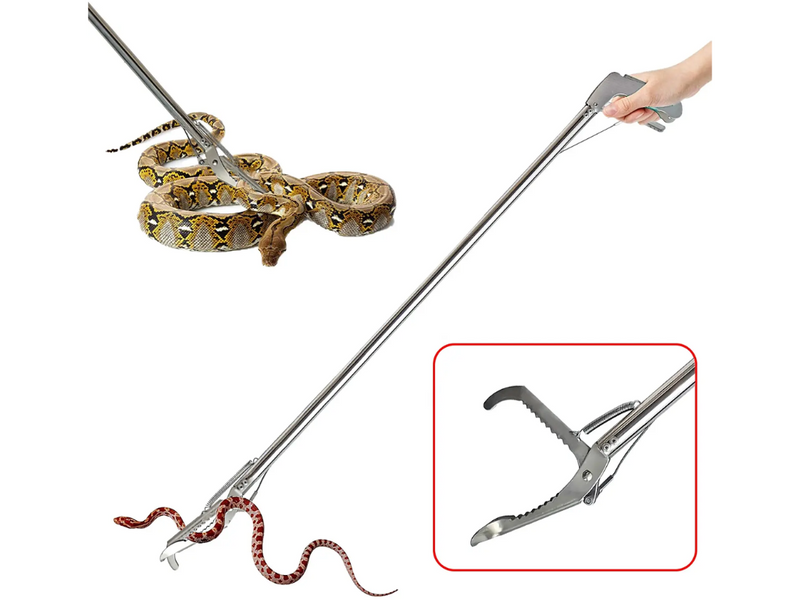 Pinza plegable para manipular serpientes